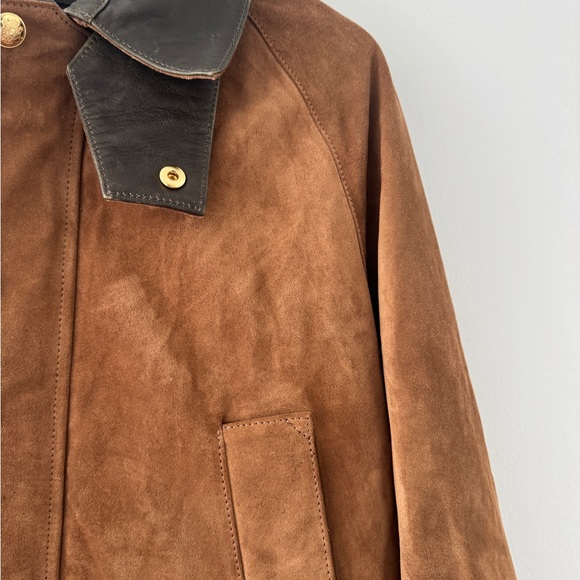 NILI LOTAN Kedem Leather Trimmed Suede Brown Jacket L - Picture 11 of 16